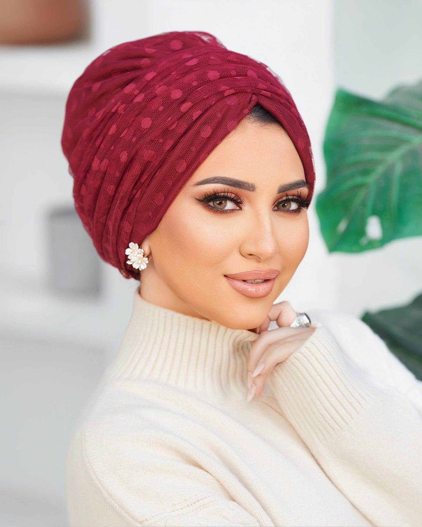 Burgundy TulleLinked Draped