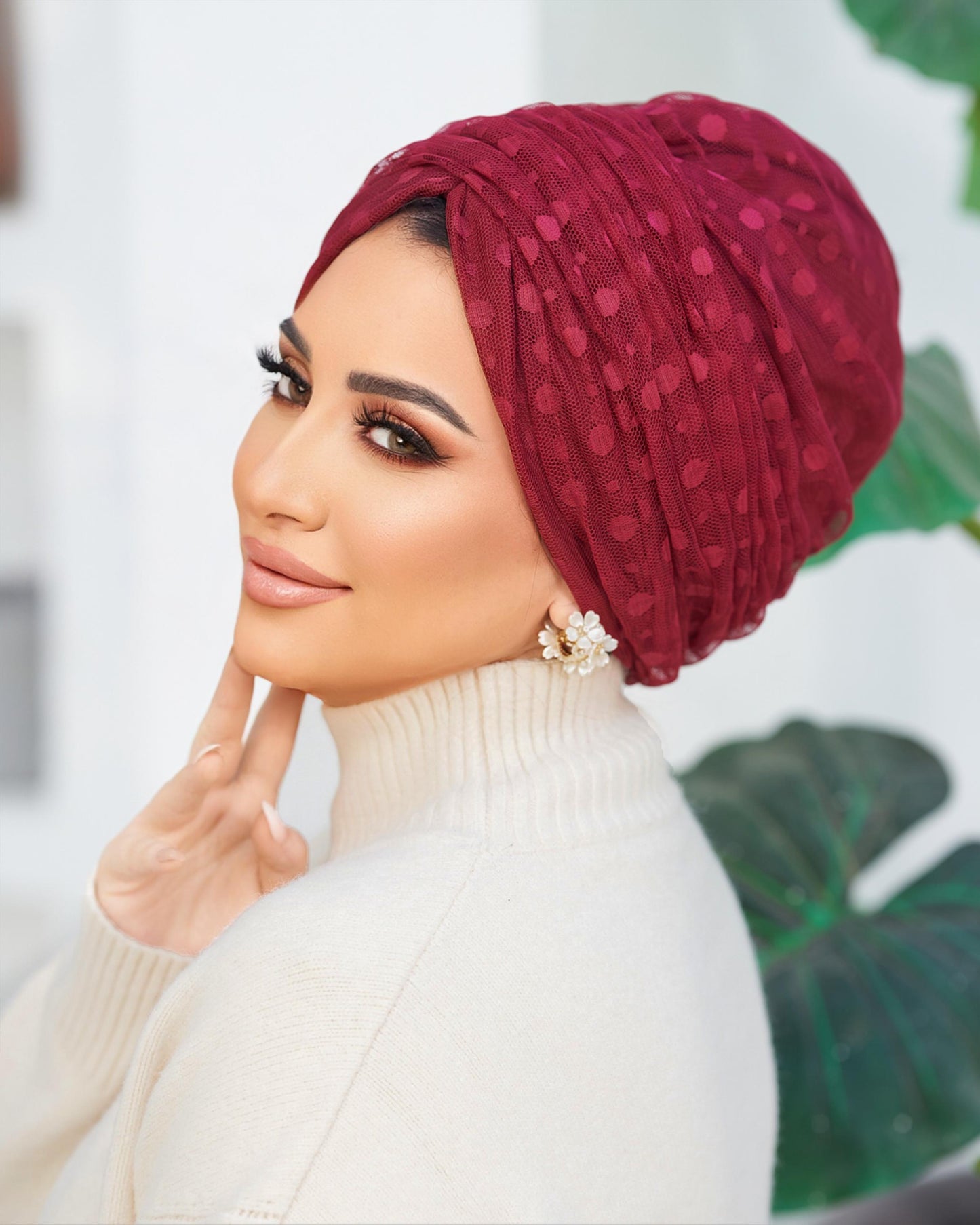 Burgundy TulleLinked Draped