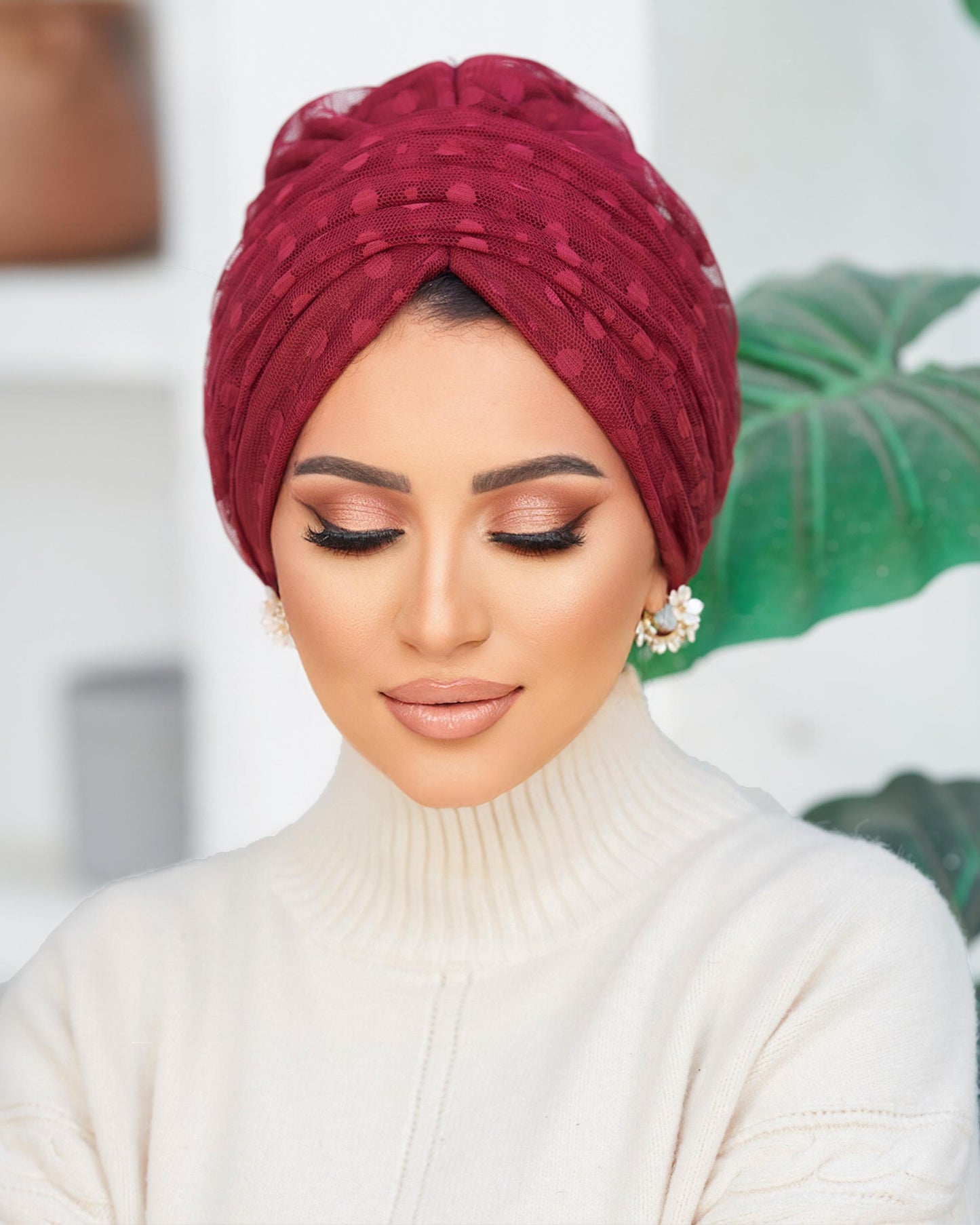 Burgundy TulleLinked Draped