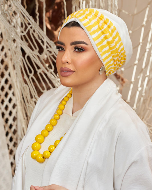 White and yellow Separate Scarf