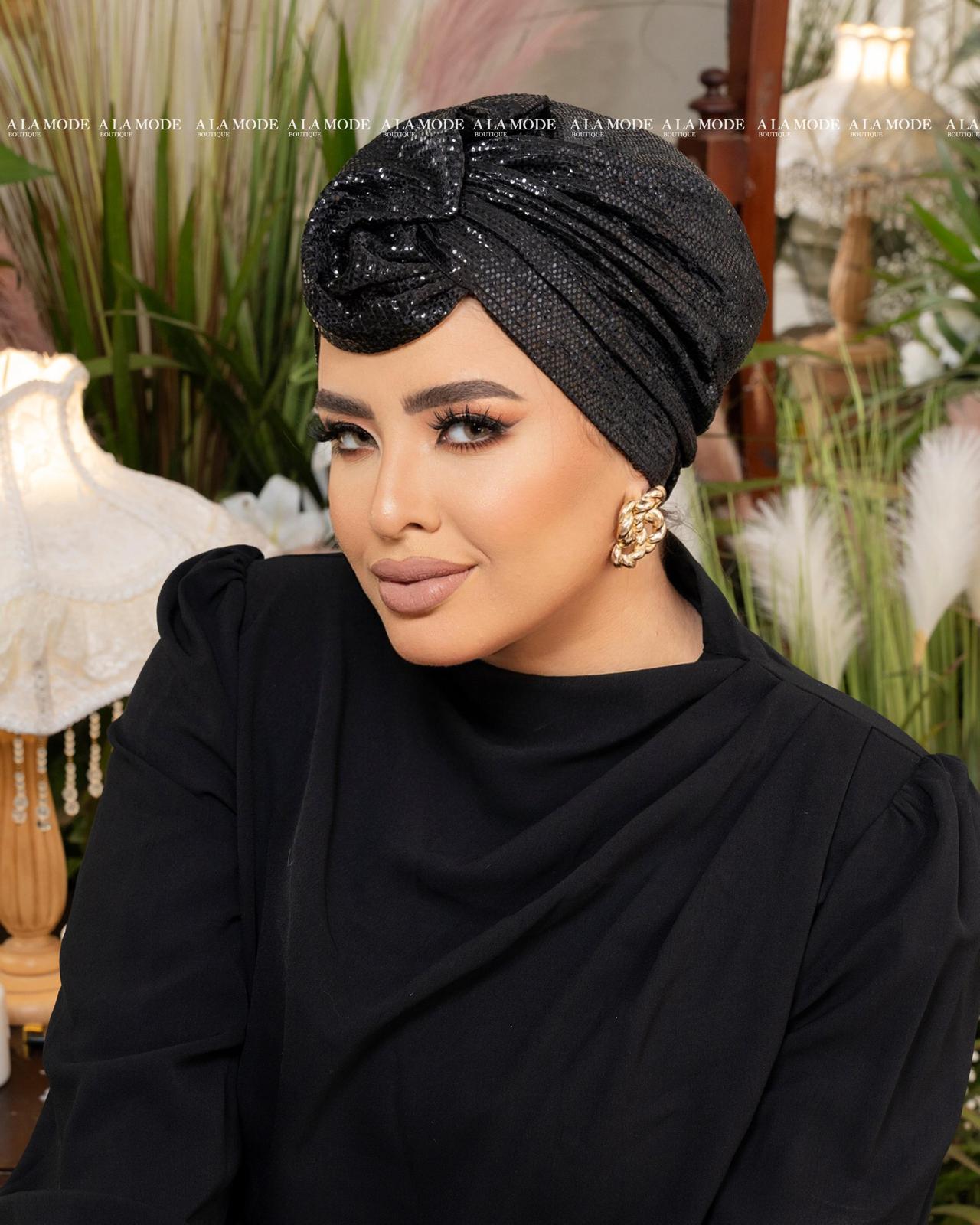 Black Shiny Easy Wear Turban