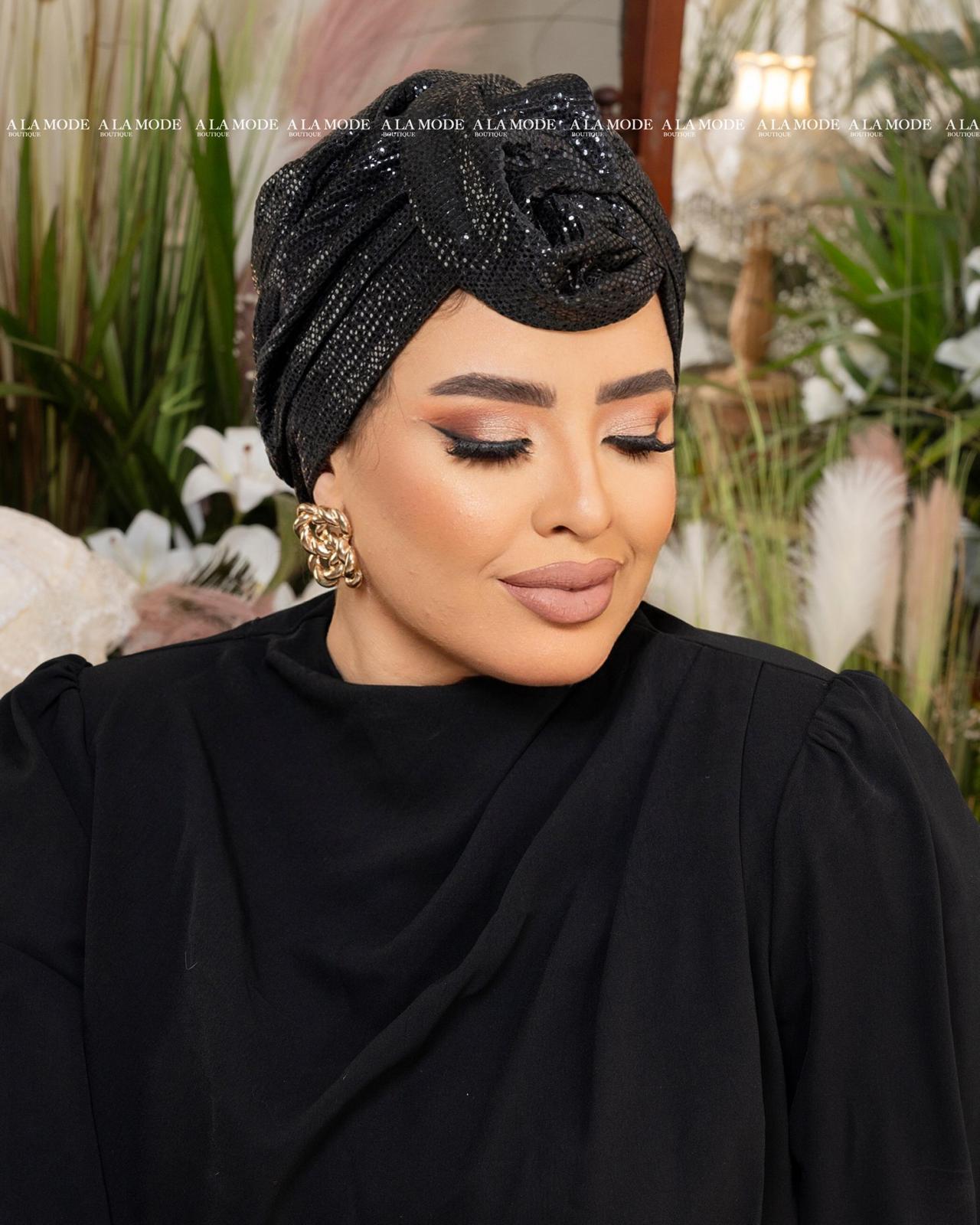 Black Shiny Easy Wear Turban